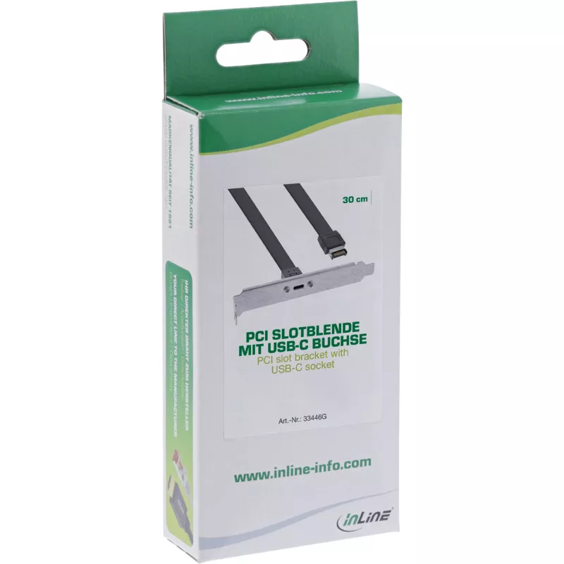 InLine PCI-slotbeugel, USB-C naar USB 3.2 frontpanel Key-A intern, 0,3 m