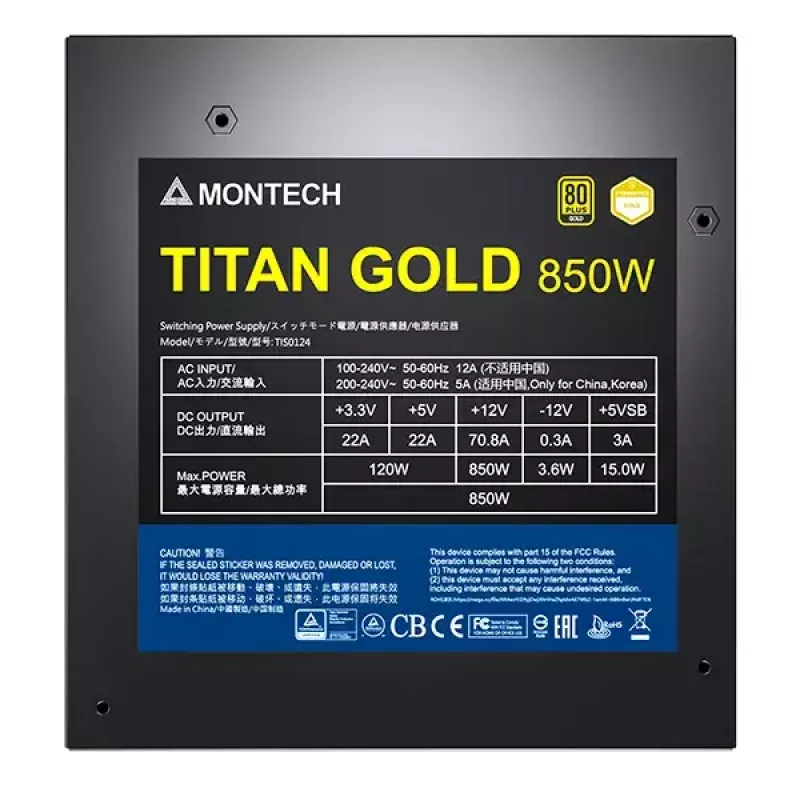 Voeding Montech TITAN GOLD 850W