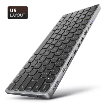 Axagon HMC-KB-US, USB 5Gbps-hub met toetsenbord, HDMI 4K/60Hz, 3x USB-A, SD/mSD, audio, PD 100, US-indeling