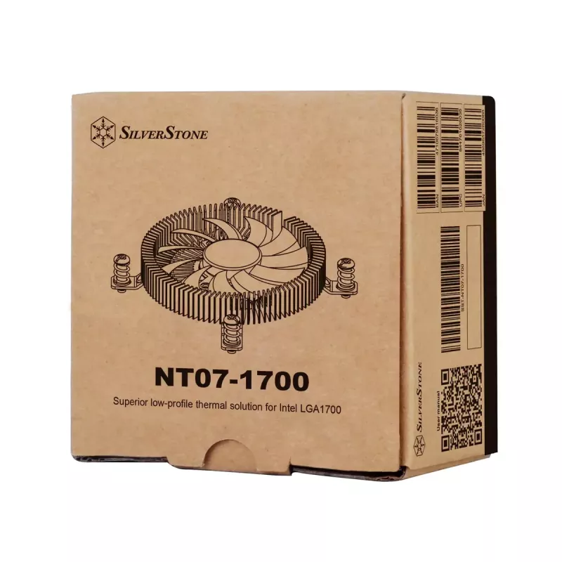 SilverStone SST-NT07-1700 low-profile CPU-luchtkoeler, 80 mm, 1500–3600 tpm, zwart