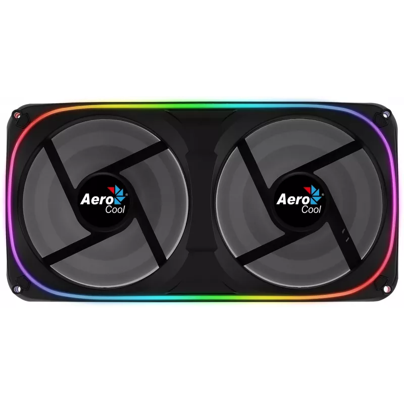 Aerocool ASTRO24 dual fan pc 12cm ARGB LED antivibratie-ondersteuning zwart