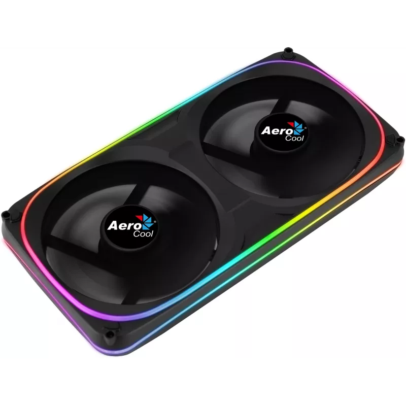 Aerocool ASTRO24 dual fan pc 12cm ARGB LED antivibratie-ondersteuning zwart