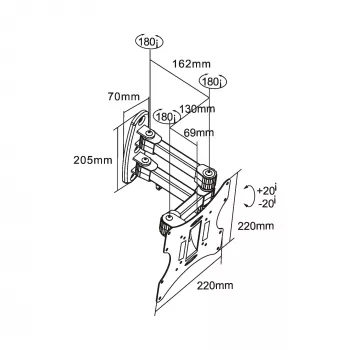 Wandbeugel InLine voor TFT/LED/plasma 58–107 cm (23–42 inch) kantel-/zwenkbaar, VESA 100x100–200x200, max. 30 kg, zwart