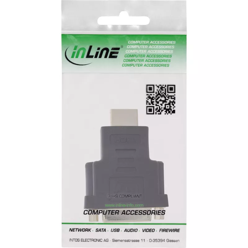 InLine HDMI naar DVI adapter stekker / 24+1 bus verguld, 4K2K