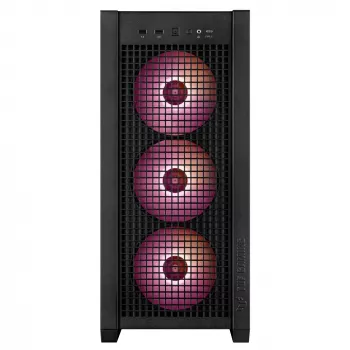 PC-behuizing ASUS TUF Gaming GT302 ARGB Midi Tower zwart — gehard glas, 3x140mm front + 1x140mm achter, USB-C