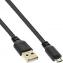 InLine Micro USB 2.0 platte kabel USB A / Micro-B, zwart / goud, 3m