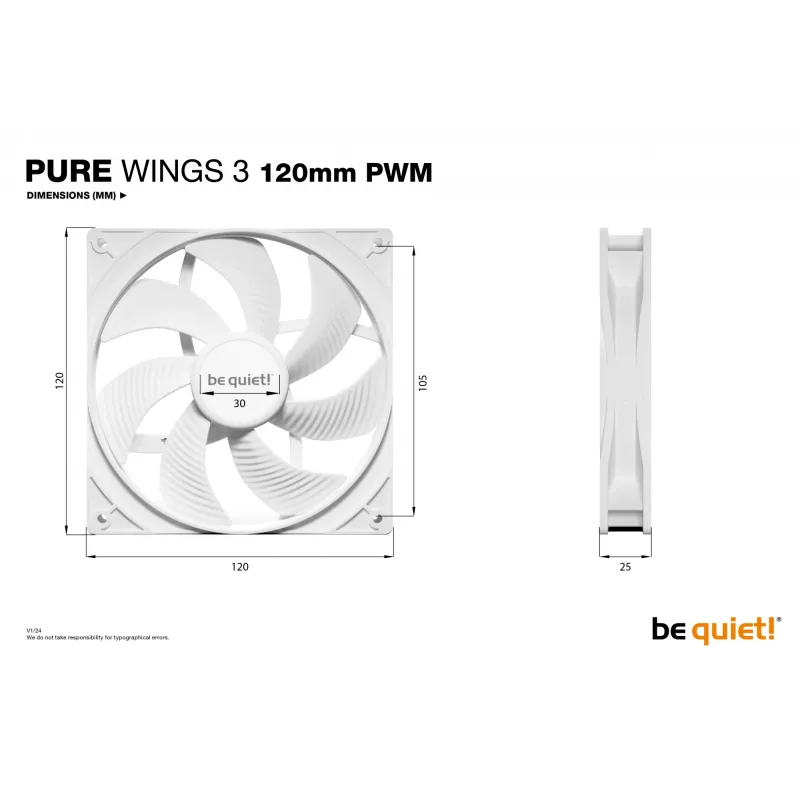 be quiet! Pure Wings 3 120mm PWM wit pc-behuizingsventilator 12 cm 1 stuk