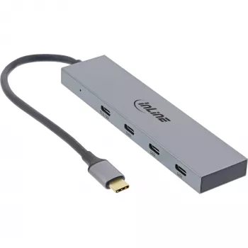 InLine USB 3.2 Gen.2 hub (10 Gb/s), 4 poorten USB-C, OTG, aluminium behuizing