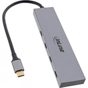 InLine USB 3.2 Gen.2 hub (10 Gb/s), 4 poorten USB-C, OTG, aluminium behuizing