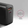 Oplader Axagon ACU-PQ45 QC 3.0 4.0 AFC FCP PPS PD 45W zwart