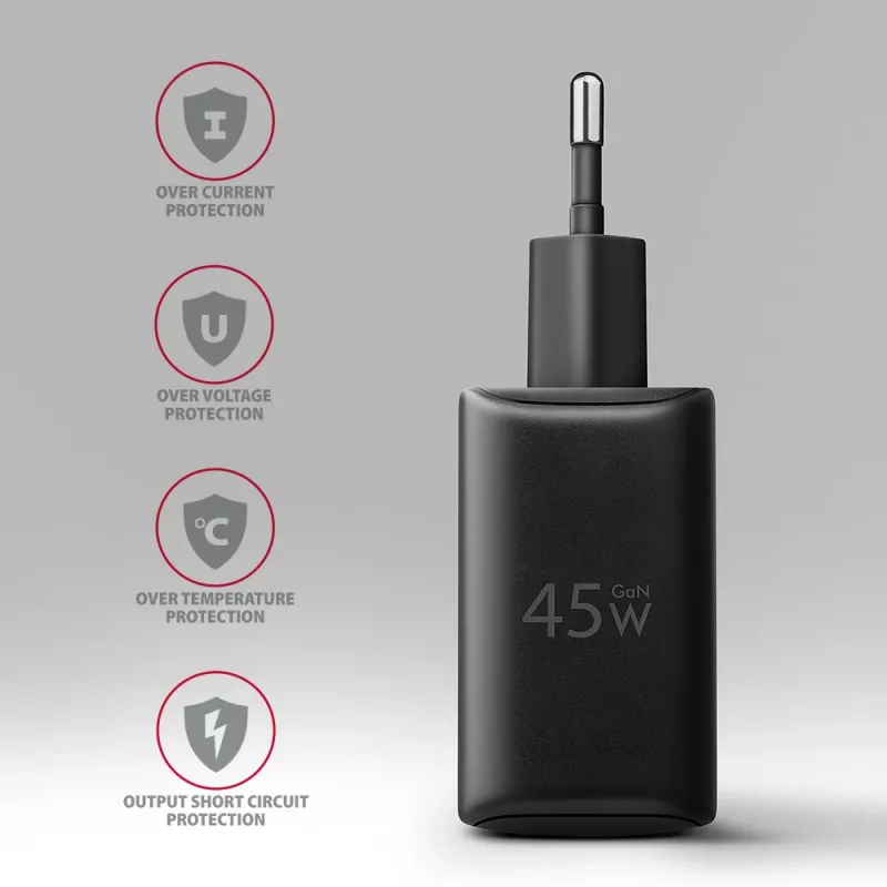 Oplader Axagon ACU-PQ45 QC 3.0 4.0 AFC FCP PPS PD 45W zwart
