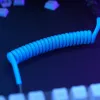 Spiraalkabel USB GLORIOUS GMMK Electric Blue — afneembare toetsenbordkabel, haakse stekkers