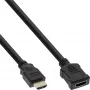 InLine HDMI-kabel, High Speed HDMI-kabel, M/F, zwart, gouden contacten, 1 m