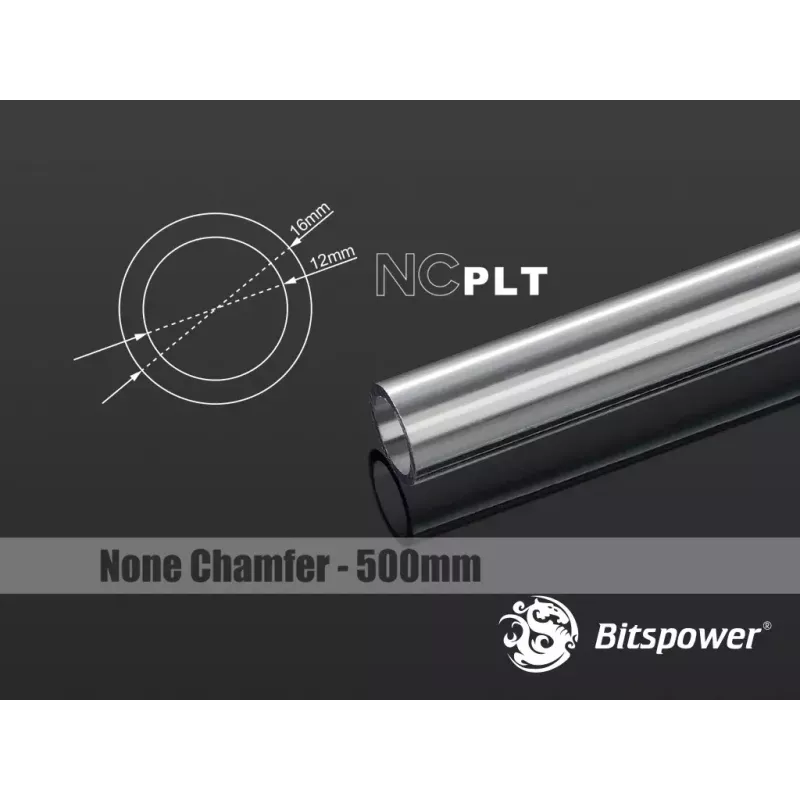 Bitspower BP-NCPLT16-L500 PETG-verbindingsbuis None Chamfer, 16/12 mm, 50 cm, Transparant