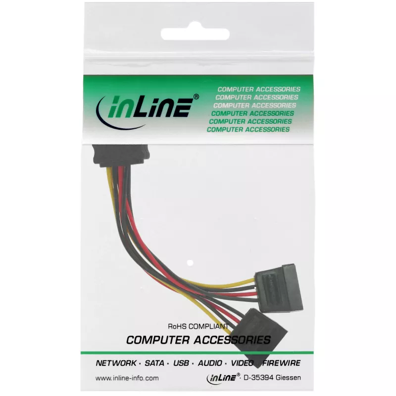 InLine SATA Y-stroomkabel SATA-bus / 2x SATA-stekker 0,15 m