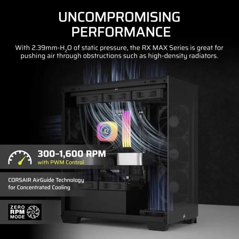 Ventilator Corsair iCUE LINK RX140 MAX 14 cm zwart 300-1600 tpm