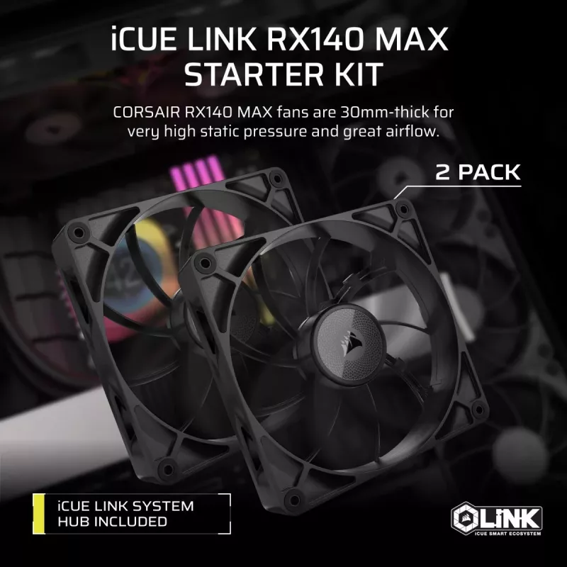 Ventilator Corsair iCUE LINK RX140 MAX 14 cm zwart 300-1600 tpm