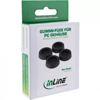 InLine rubberen voetjes voor PC- en serverbehuizingen 4-pack zwart