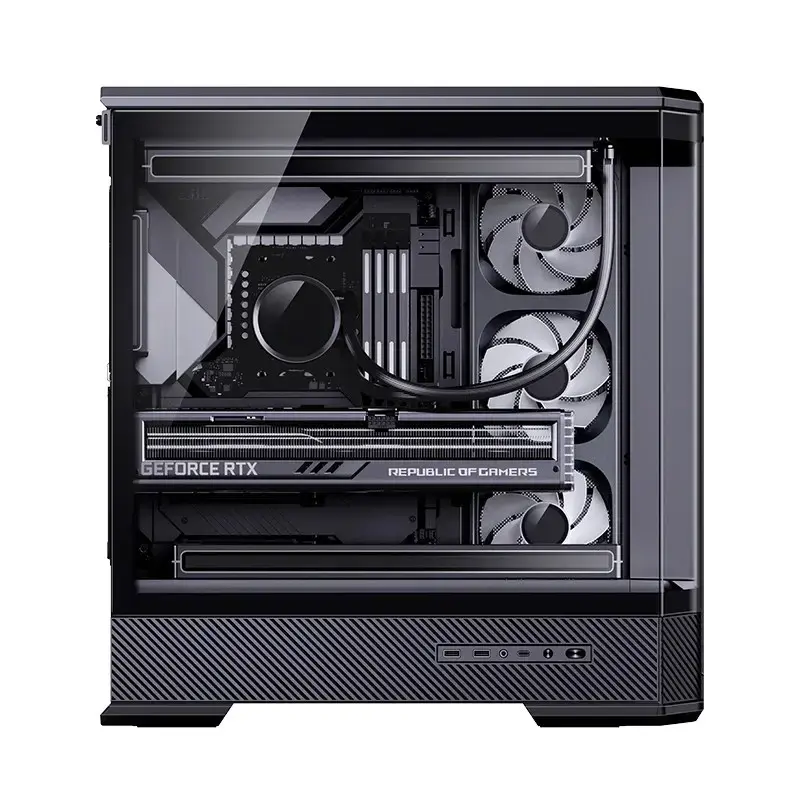 Computerbehuizing Jonsbo D400 midi tower ATX tempered glass – zwart