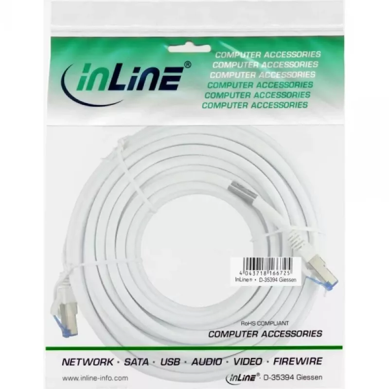 InLine patchkabel S/FTP PiMF Cat.6A halogeenvrij 500MHz wit 3m