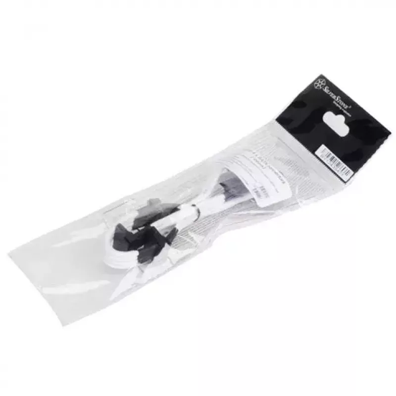 SilverStone SST-PP07-BTSW 4-pins Molex naar 4x SATA-voedingsverlengkabel, 0,3 m, wit