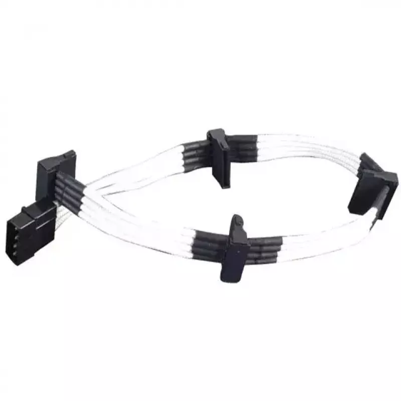SilverStone SST-PP07-BTSW 4-pins Molex naar 4x SATA-voedingsverlengkabel, 0,3 m, wit