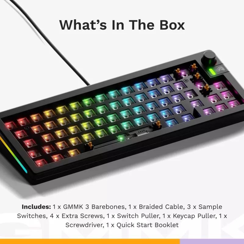 Glorious Gaming GMMK 3 65% Barebones Bedraad Zwart - ISO