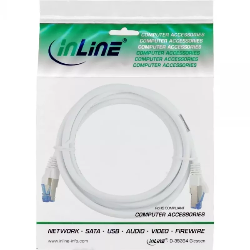 InLine patchkabel S/FTP PiMF Cat.6A halogeenvrij 500MHz wit 1,5m