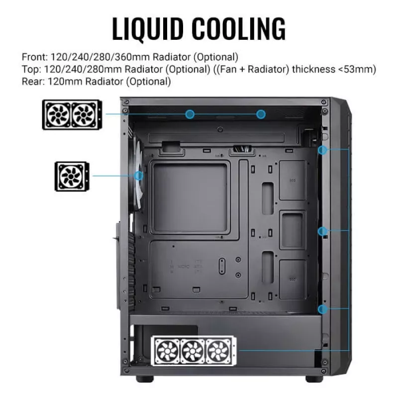 PC-behuizing Aerocool Beam-G-BK-V1 Mini Tower Zwart