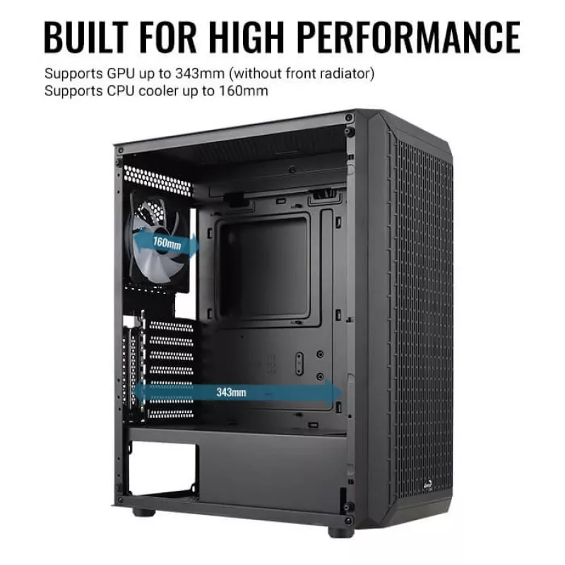 PC-behuizing Aerocool Beam-G-BK-V1 Mini Tower Zwart