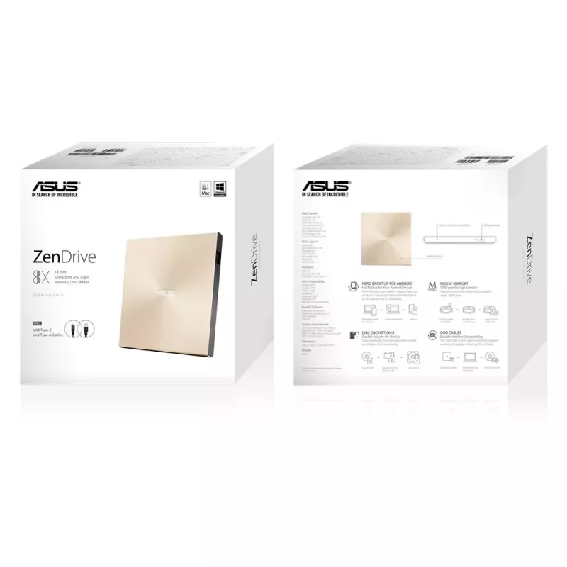 ASUS ZenDrive U9M optisch station DVD±RW goud