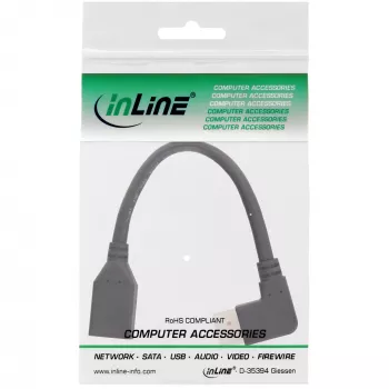 InLine DisplayPort 1.4-adapterkabel M/F, 8K4K, haaks rechts, zwart/goud