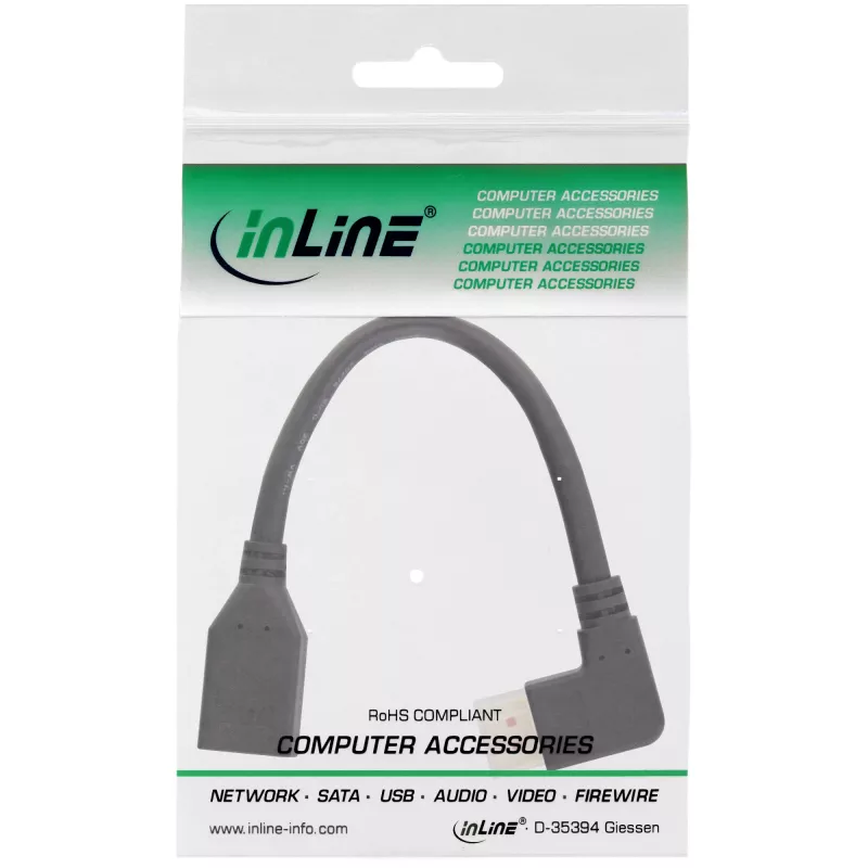 InLine DisplayPort 1.4-adapterkabel M/F, 8K4K, haaks rechts, zwart/goud