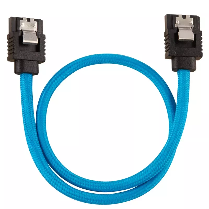 Corsair CC-8900251 Premium Sleeved SATA-kabel, 0,3 m, (2 stuks), blauw