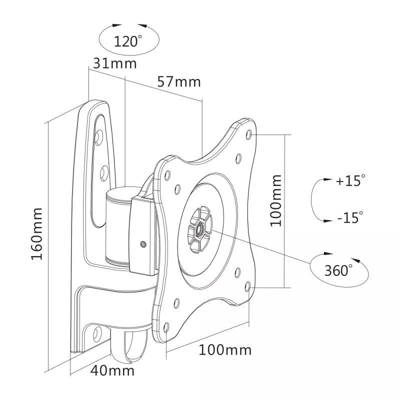 InLine wandhouder, voor monitors tot 69 cm (27 inch), max. 15 kg