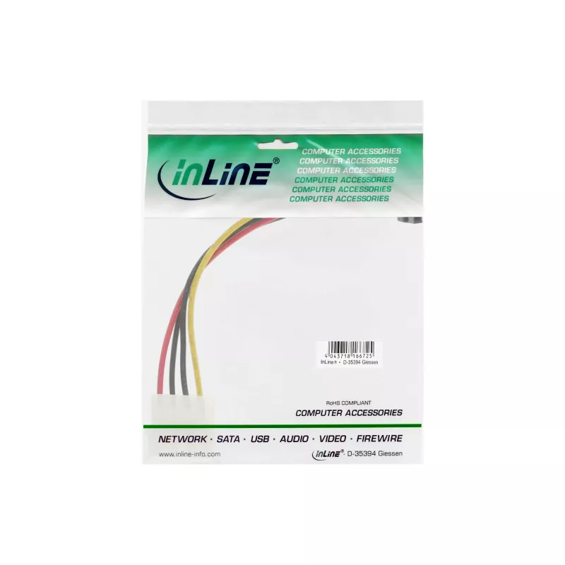 InLine SATA-stroomadapterkabel 1x 4-pins bus / 15-pins SATA naar boven afgehoekt 29670X