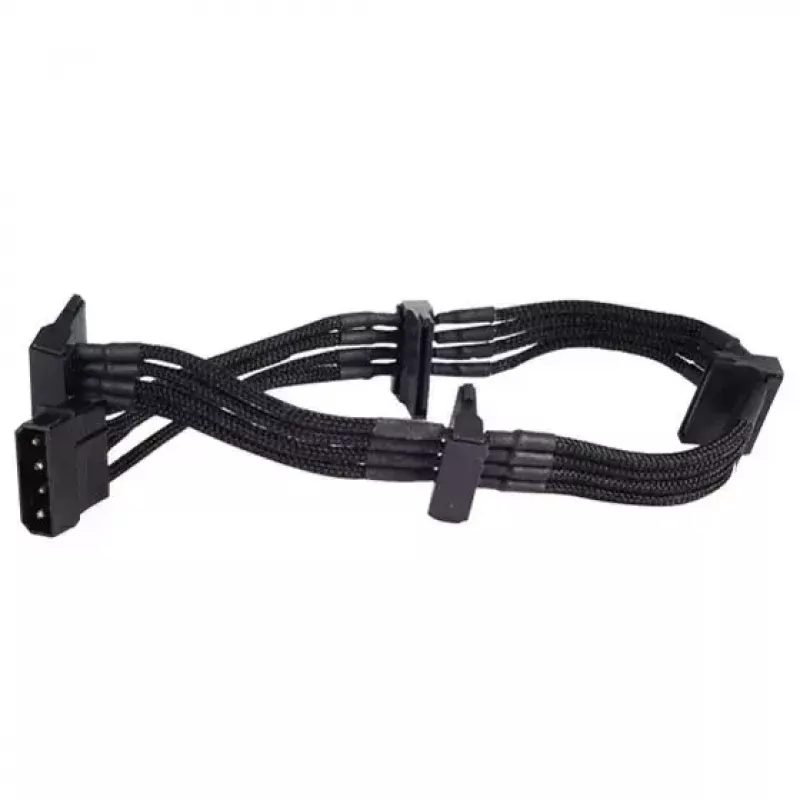 SilverStone SST-PP07-BTSB verlengkabel van 4-pins Molex naar 4x SATA, 300 mm, zwart