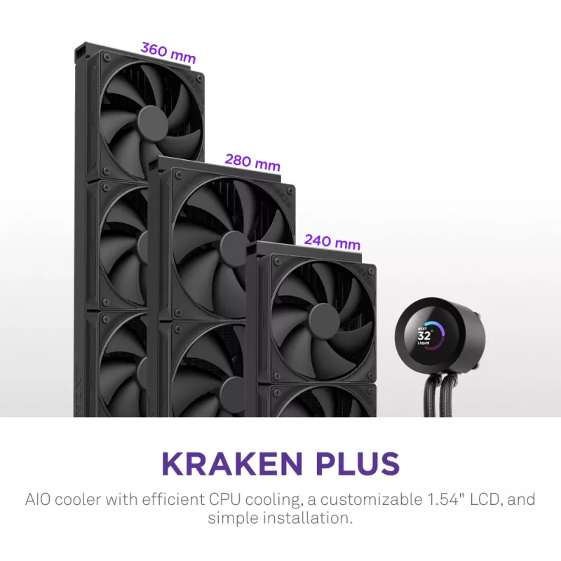 All-in-one-vloeistofkoeler NZXT Kraken Plus 360 12 cm zwart fluid dynamic bearing