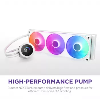All-in-one-vloeistofkoeler NZXT Kraken Plus 360 RGB wit 500–2400 tpm
