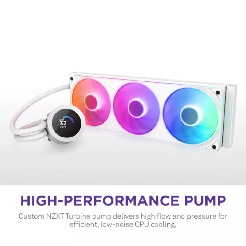 All-in-one-vloeistofkoeler NZXT Kraken Plus 360 RGB wit 500–2400 tpm