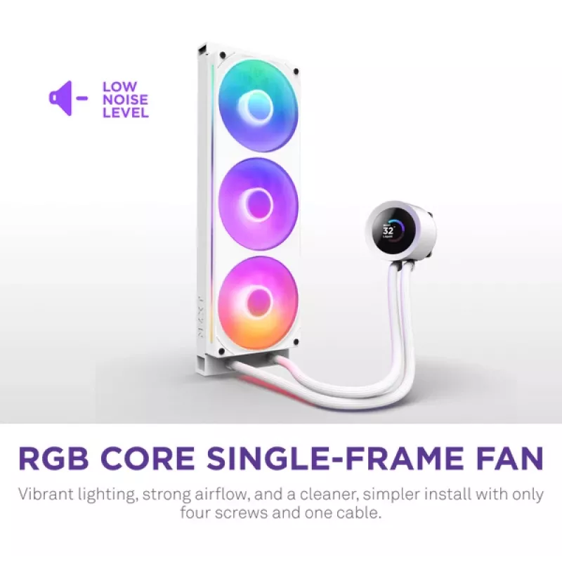 All-in-one-vloeistofkoeler NZXT Kraken Plus 360 RGB wit 500–2400 tpm
