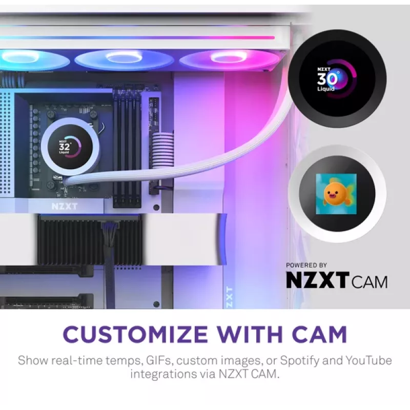 All-in-one-vloeistofkoeler NZXT Kraken Plus 360 RGB wit 500–2400 tpm