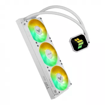 All-in-One-vloeistofkoeler ASUS TUF Gaming LC III 360 ARGB White Edition – 360 mm, 120-mm-ventilator, ondersteuning voor LGA1700/1200, AM4/AM5