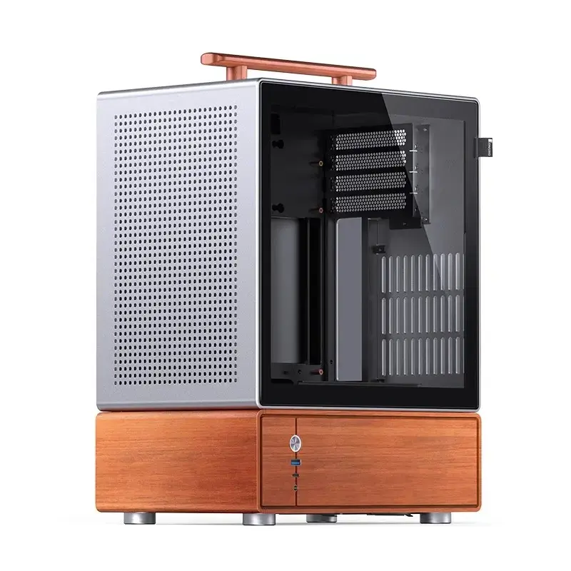 Pc-behuizing Jonsbo T7 midi-tower mATX gehard glas zilver