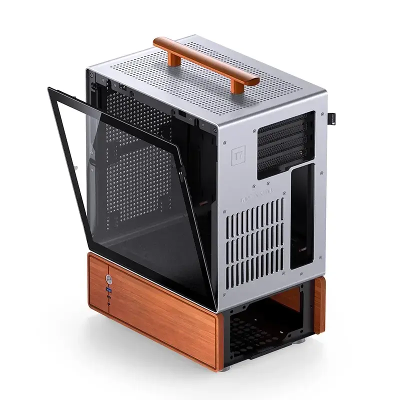 Pc-behuizing Jonsbo T7 midi-tower mATX gehard glas zilver