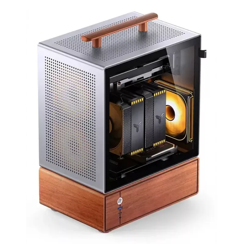Pc-behuizing Jonsbo T7 midi-tower mATX gehard glas zilver