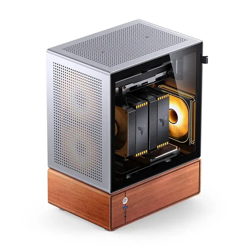 Pc-behuizing Jonsbo T7 midi-tower mATX gehard glas zilver