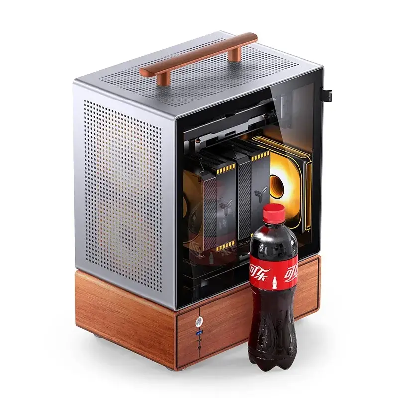 Pc-behuizing Jonsbo T7 midi-tower mATX gehard glas zilver