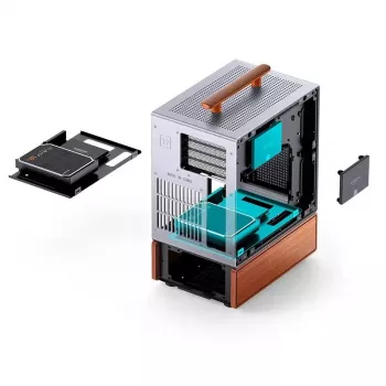 Pc-behuizing Jonsbo T7 midi-tower mATX gehard glas zilver