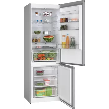 Vrijstaande koel-vriescombinatie Bosch Serie 4 KGN497LDF — 440 L totaal, 311 L koelkast + 129 L vriezer, NoFrost, LED-display, RVS